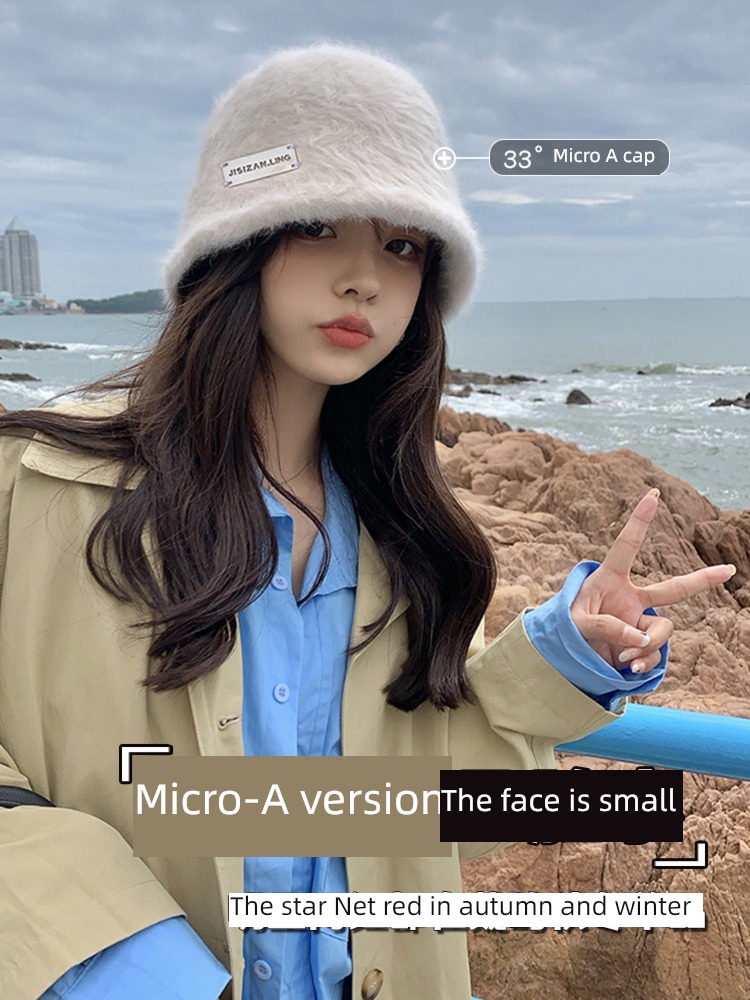 Internet celebrity female Autumn and winter Versatile face without makeup veil Fisherman hat