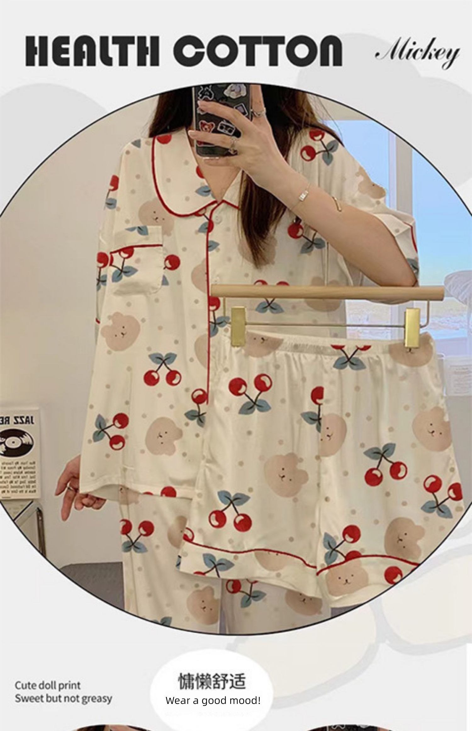 like a breath of fresh air schoolgirl Short sleeve trousers Thin cardigan pajamas