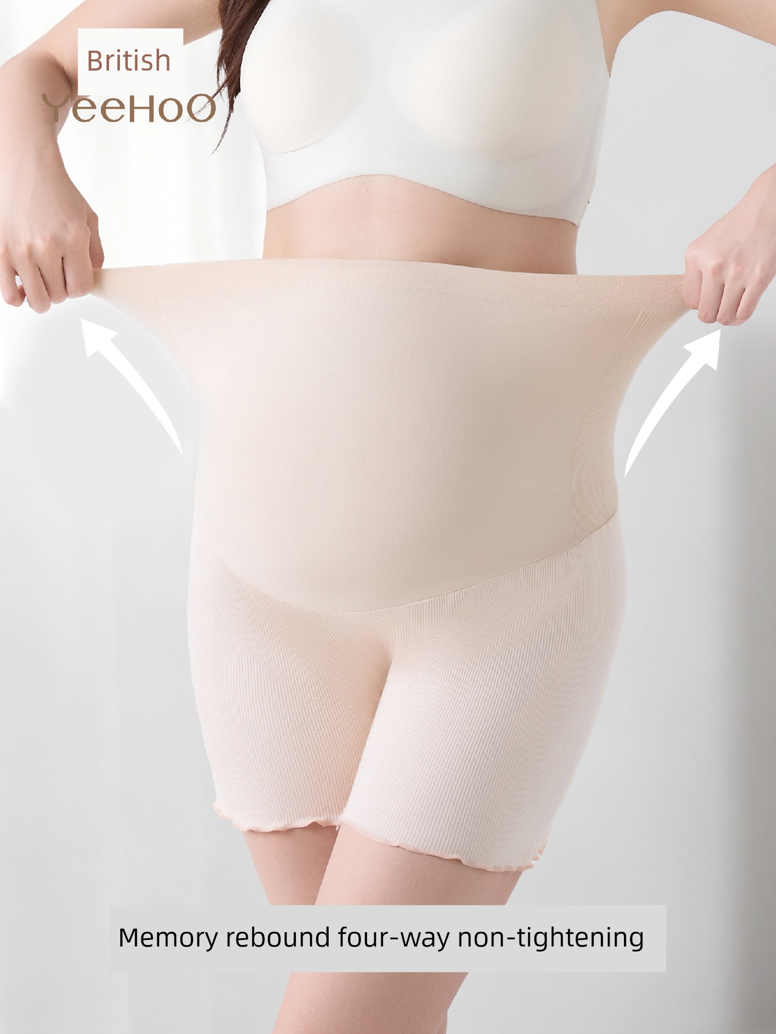 Yeehoo Maternity Safety Shorts Summer Thin Leggings 26 New High-Waisted Belly Support Seamless Anti-Exposure Three-Quarter Leggings — 4