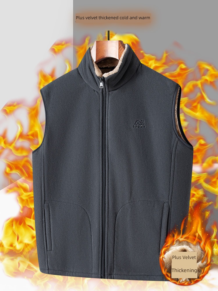 Middle aged and old people grandpa Autumn and winter dad Fleece Vest