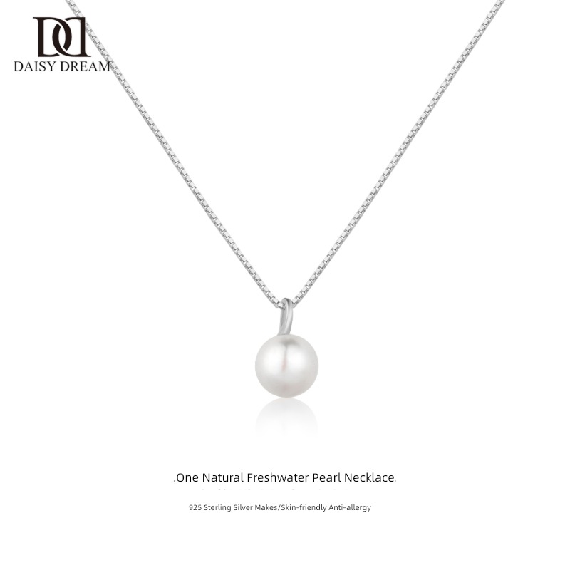 ins   925 Sterling Silver Necklace female natural freshwater Pearl