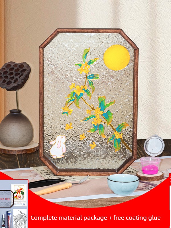 Cloisonné Enamel Tea Tray, Intangible Cultural Heritage Cloisonné DIY Handmade Material Kit, Mid-Autumn Festival Team-Building Warm-Up Cultural and Creative Activity Gift