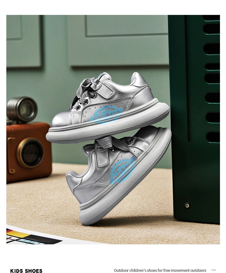 Dickies Medium and Large Children's White Shoes for Boys and Girls 2026 Autumn New Thick-Soled Non-Slip Kidsren's Sports and Casual Shoes — 22