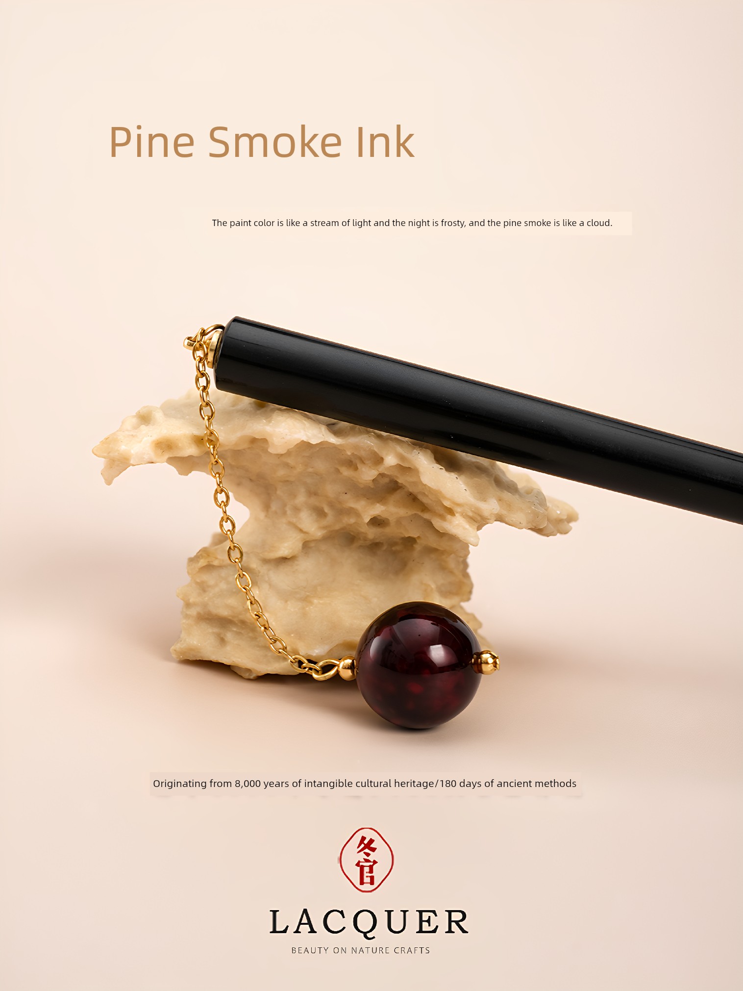 Dongguan Lacquer Hairpin Qixi Lacquerware Jewelry Artistic Fashion Ancient Style Retro New Chinese Style Pine Smoke Ink
