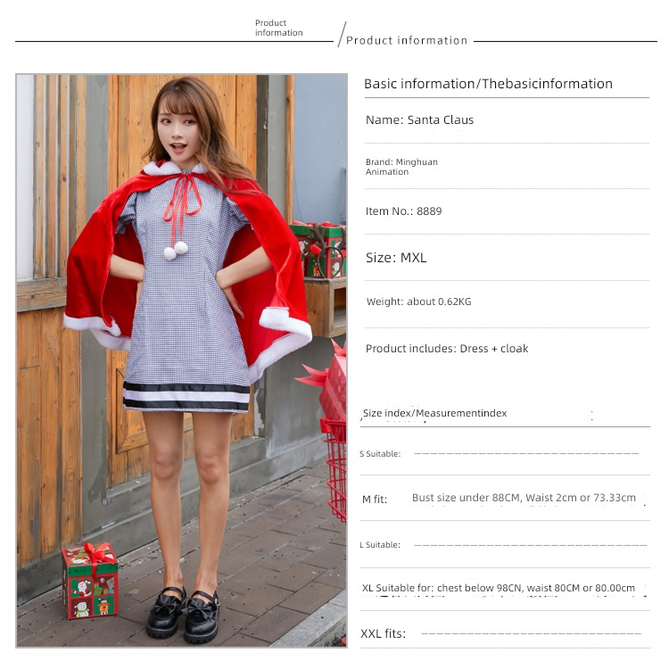 Christmas clothing adult ma'am Clothes & Accessories Christmas Dress festival party Dress up Santa Claus suit Stage outfit