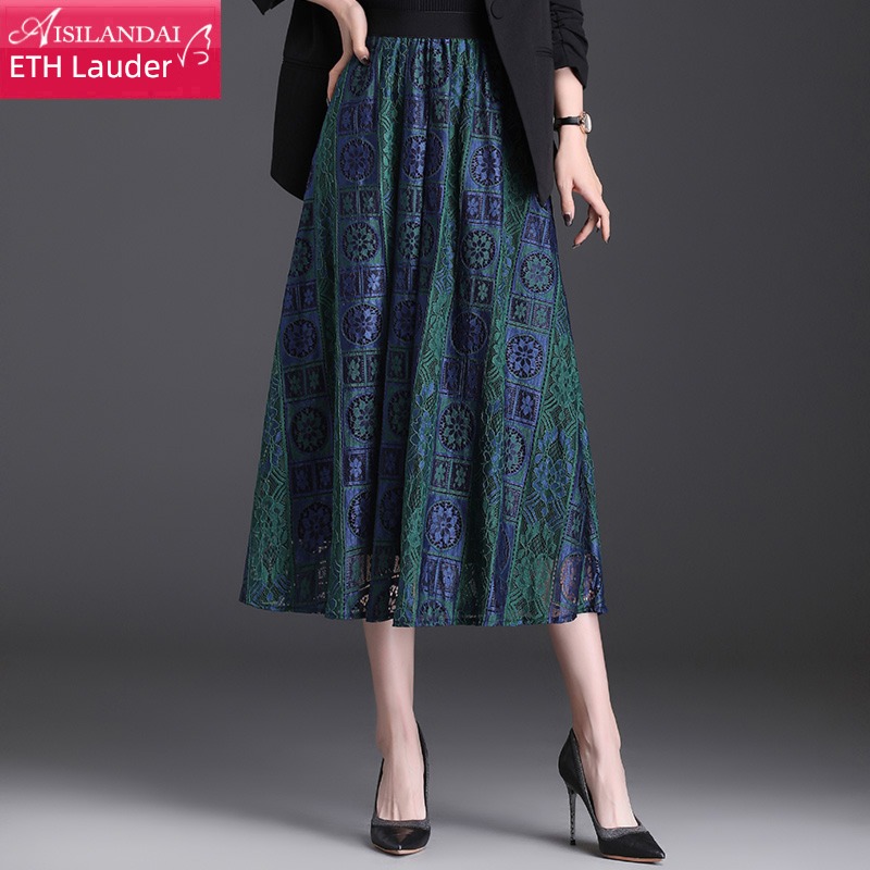 spring Medium and long term Sagging sensation Show thin Pleat Umbrella skirt Lace
