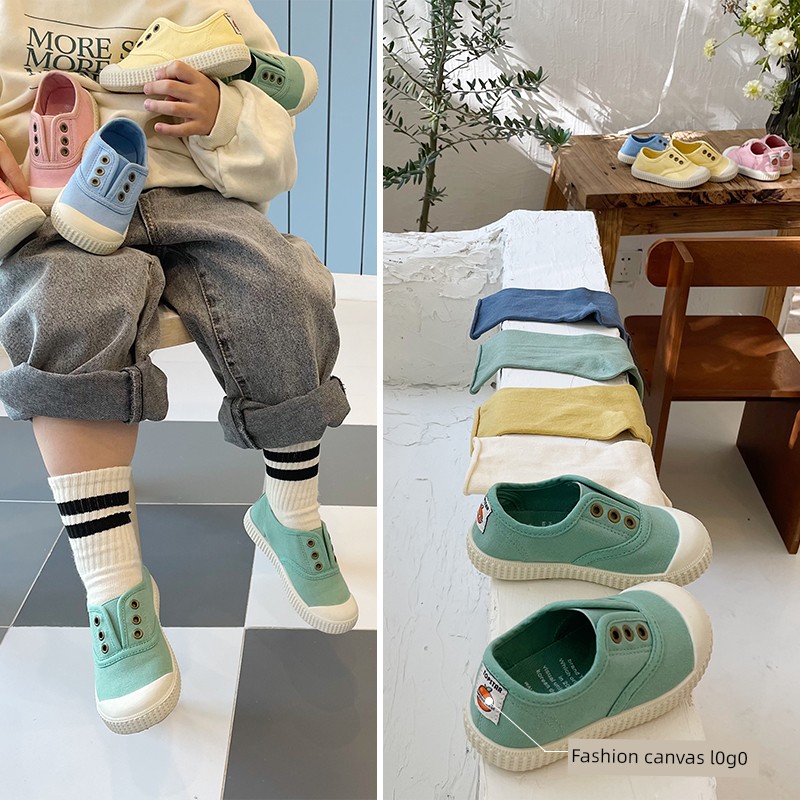 Topstar Kidsren's Canvas Shoes, Boys' Indoor Shoes, Girls' Soft-Soled Cloth Shoes, Kindergarten White Shoes, Baby Shoes — 3