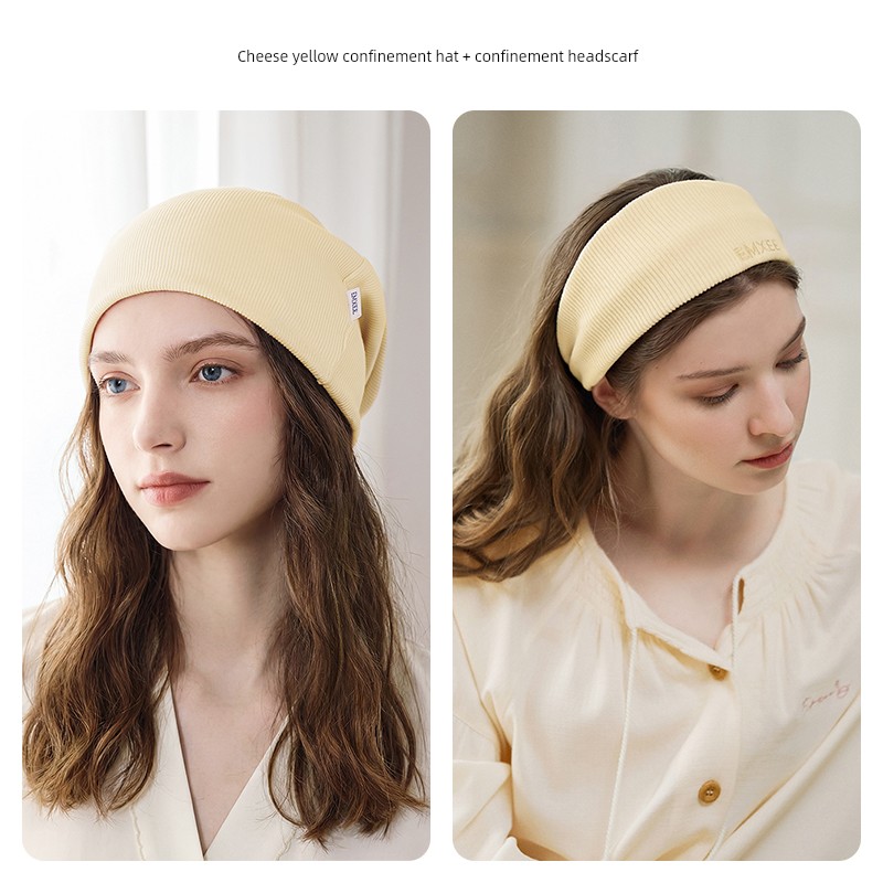 Manxi Bamboo Fiber Postpartum Headscarf for Pregnant Women, Windproof Head Protection, Solid Color Postpartum Headband, Non-Tightening after Delivery — 2