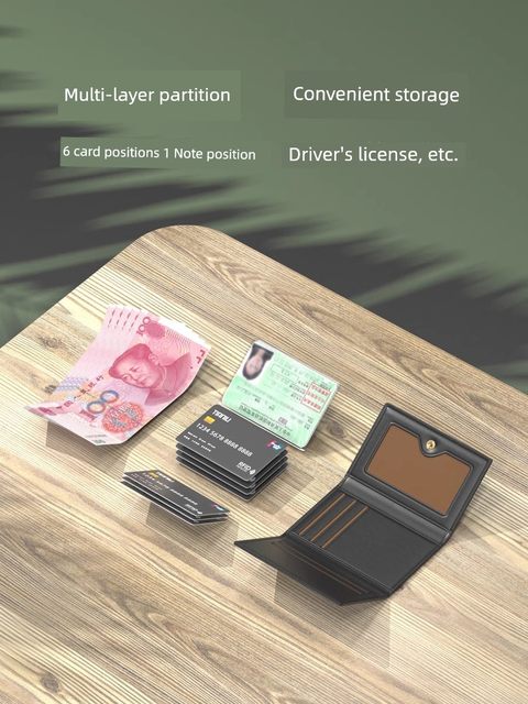 Business card bag ID storage bag men's 2025 new three-fold wallet anti-demagnetization card case driver's license bag two-in-one