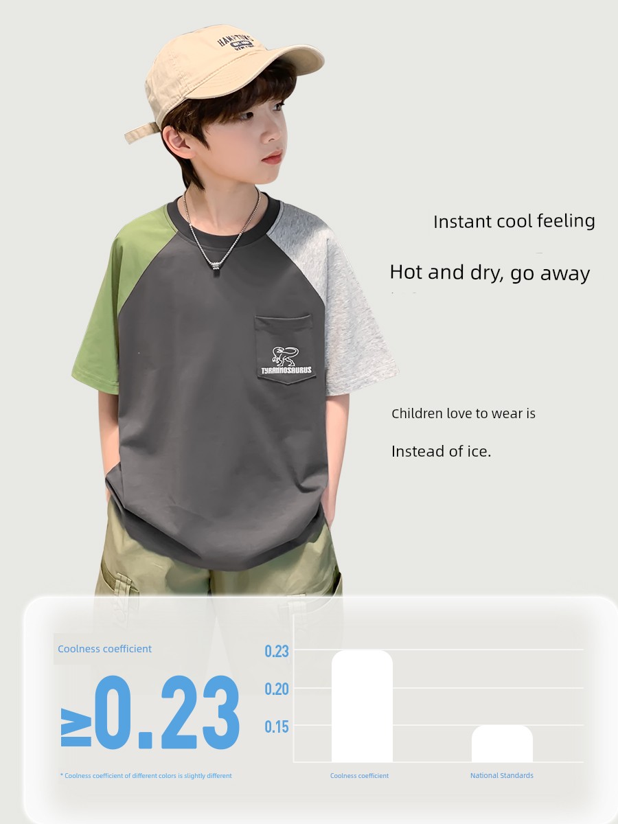 Zuoxi Children's Clothing Boys' Short-Sleeve T-Shirt Kids' Summer Wear 2026 New Summer Pure Cotton Half-Sleeve Boys' Top for Older Children — 3