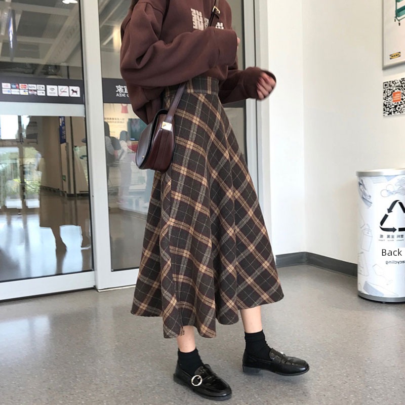 easy Retro Medium and long term High waist Buttocks skirt