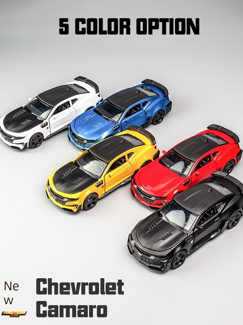 Bumblebee Camaro sports car alloy car model 1 32 gold steel deformation toy car ornament simulation car model