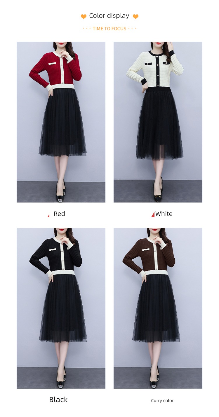 Little fragrance ma'am Autumn and winter Show thin sweater Fake two
