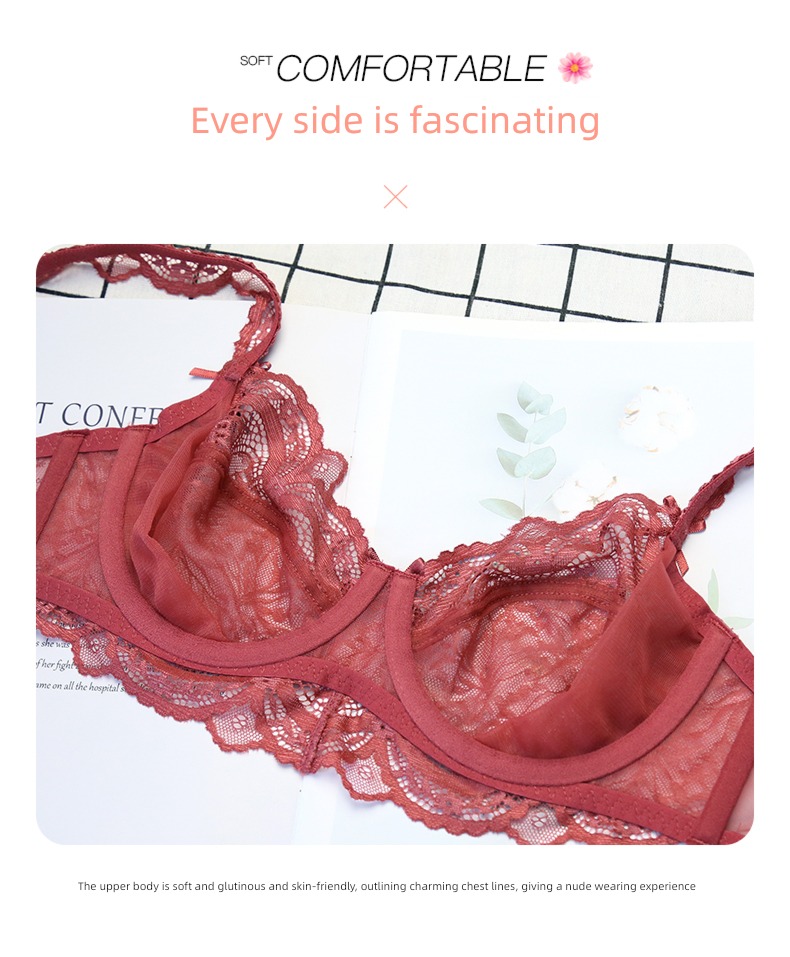 Bras sexy ultrathin paragraph Full transparency autumn Lace