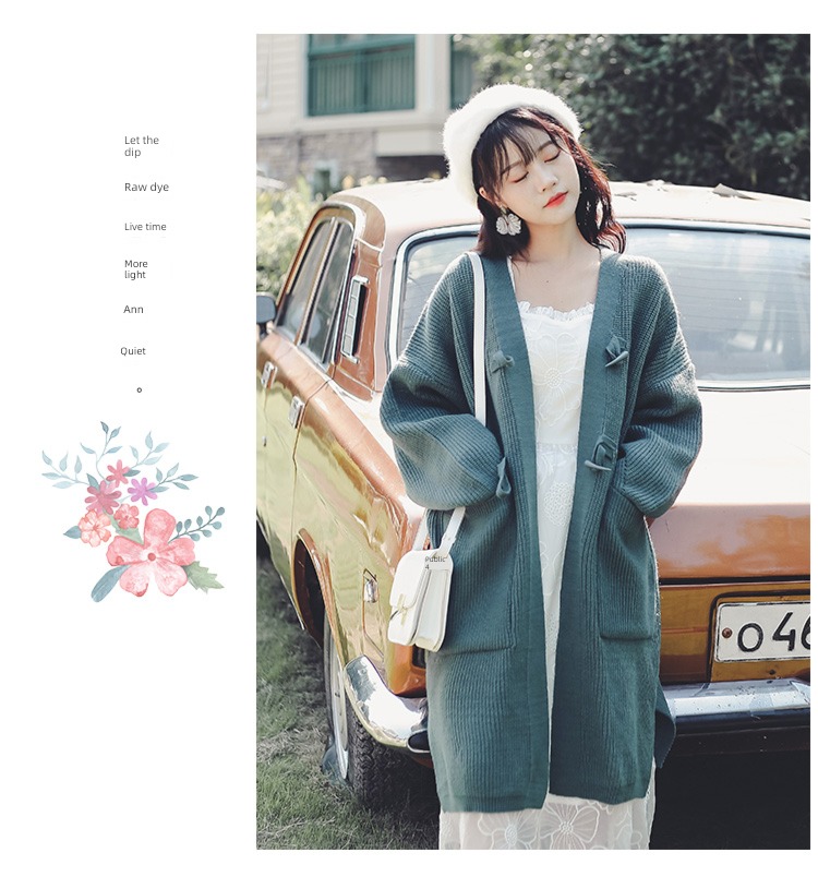 loose coat female Cardigan spring and autumn Korean version Retro Thin money sweater