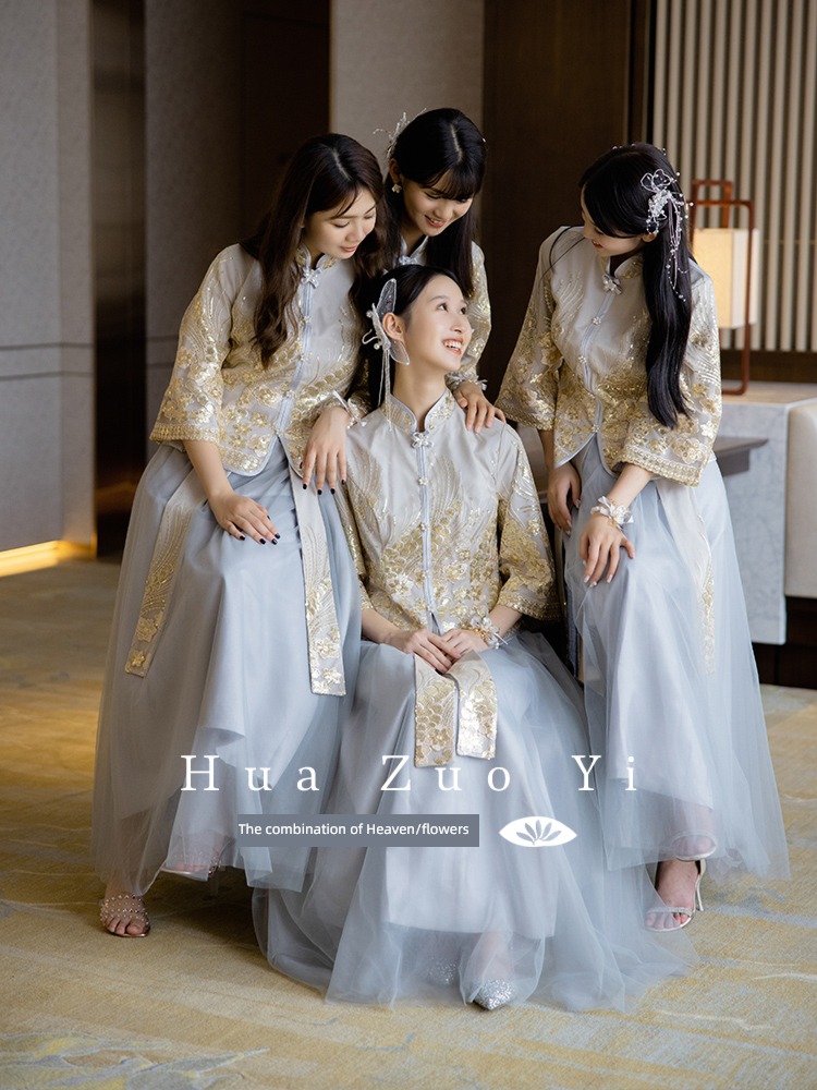 Making clothes with flowers Retro Chinese style Big size confidante Bridesmaid Dresses