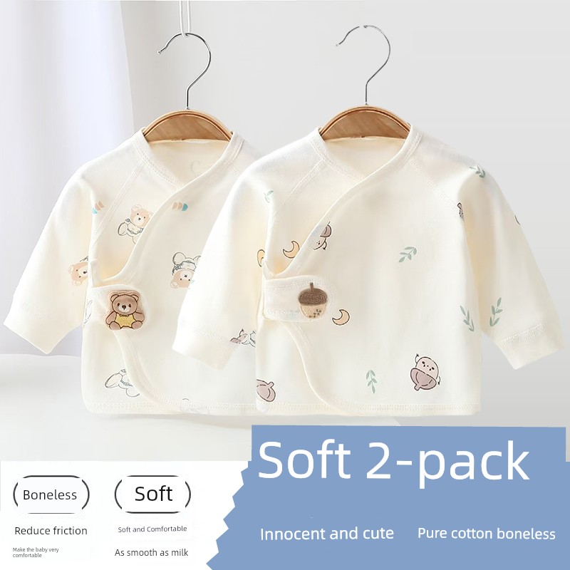 2 Pieces of 0-3 Month Baby Clothes, Half-Back Shirt, Newborn Baby, Class a Pure Cotton, Newborn Size 52, Maternity Wear for Spring and Autumn, Size 59