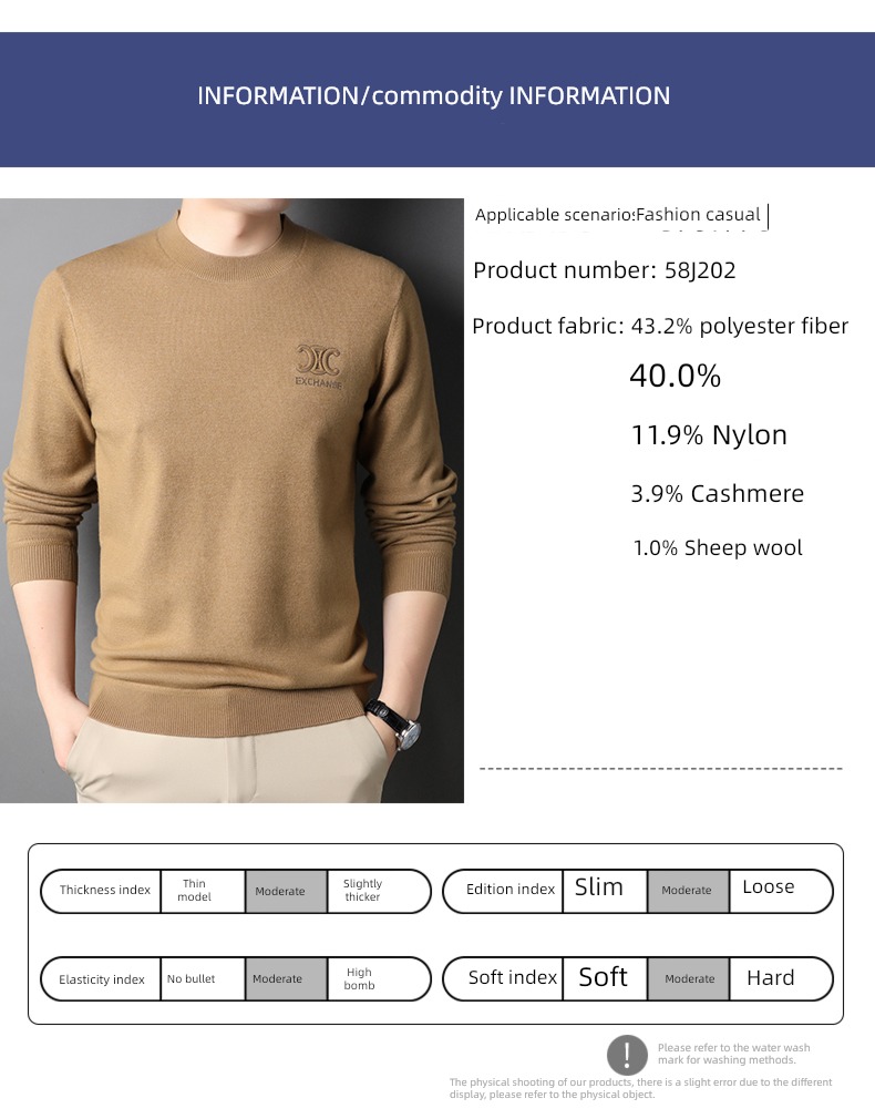 hyz  Half high collar Cashmere Condom man sweater
