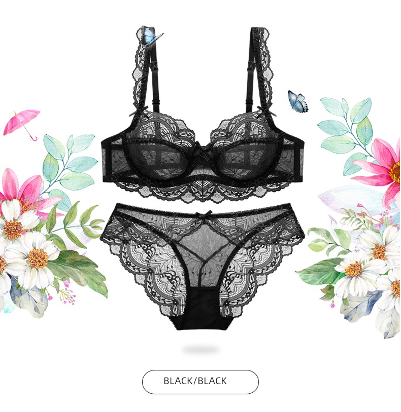Bras sexy ultrathin paragraph Full transparency autumn Lace