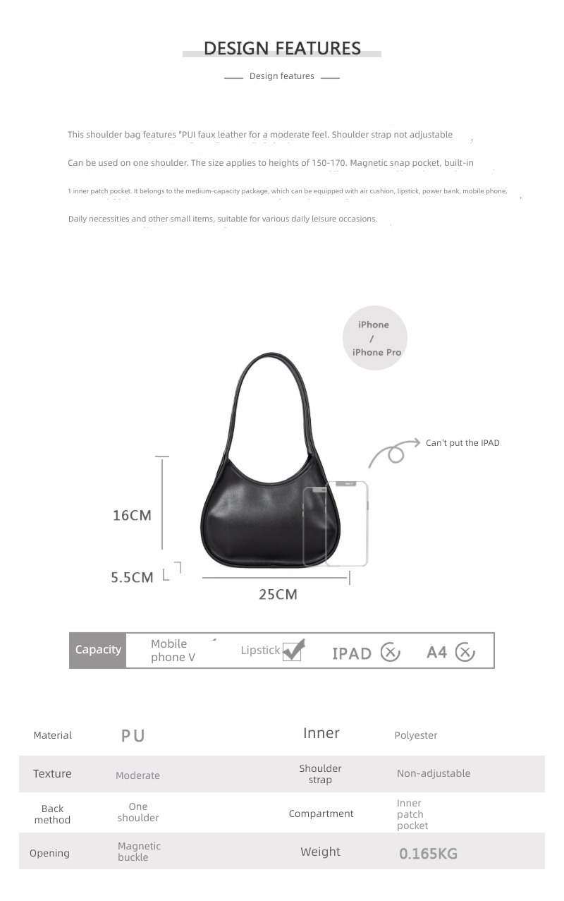 Bag female Macaroon One shoulder Retro crescent moon Axillary bag