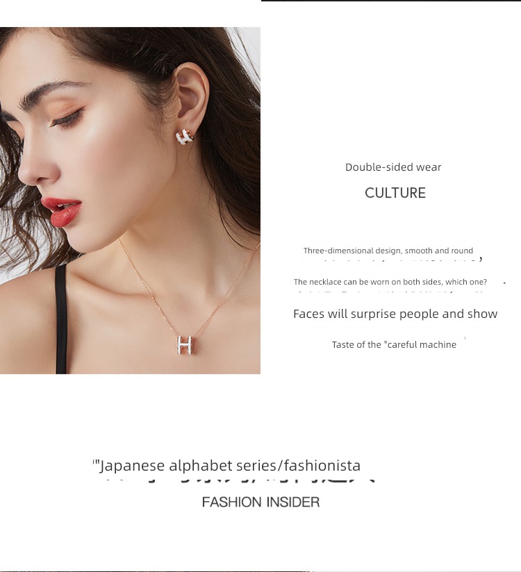 H Necklace female Autumn and winter Sterling Silver necklace Light luxury Minority Design Enamel letter Pendant 2022 new pattern gift