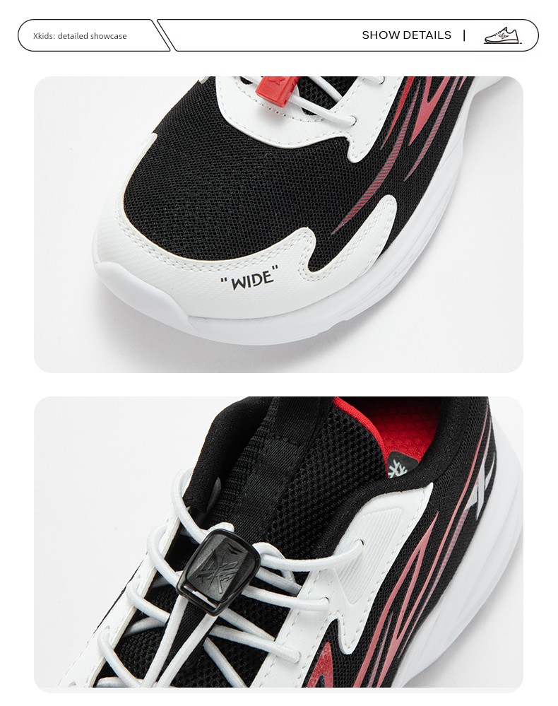Xtep Children's Shoes Autumn New Model Boys' Sports Shoes with Buckle Breathable Mesh Running Shoes for Older Children Wide-Fit Shoes — 24