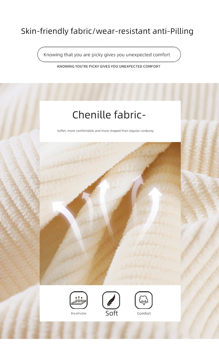 autumn chenille  Show thin Sagging sensation No plush Wide leg pants