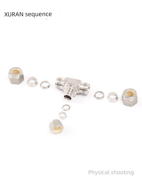 Stainless steel 316L card sleeve diameter tee, reducer diameter T-type tee, medium and large card sleeve tee, side diameter 1/4 inch