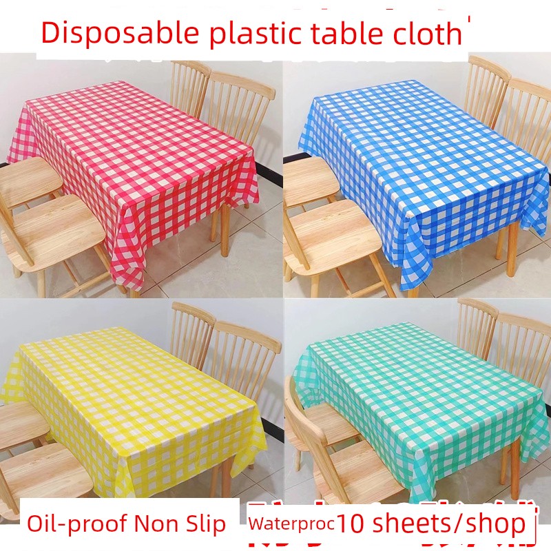 Disposable Tablecloth Plaid Plastic Tablecloth Square Round Table Restaurant Stall Lobster Shop Thickened Table Cloth
