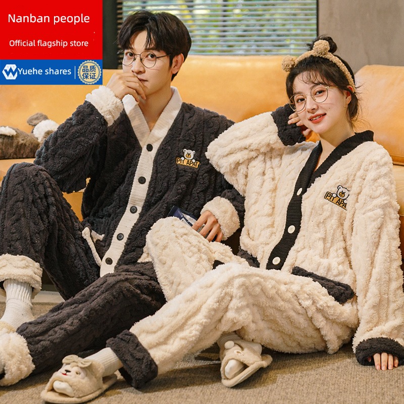 NGGGN Coral velvet ma'am Autumn and winter lovers pajamas
