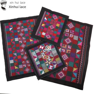 2022 New Square Embroidery Patches Imitation Cross-Stitch Accessories Ethnic Style Travel Photography Yunnan Hani Ethnic