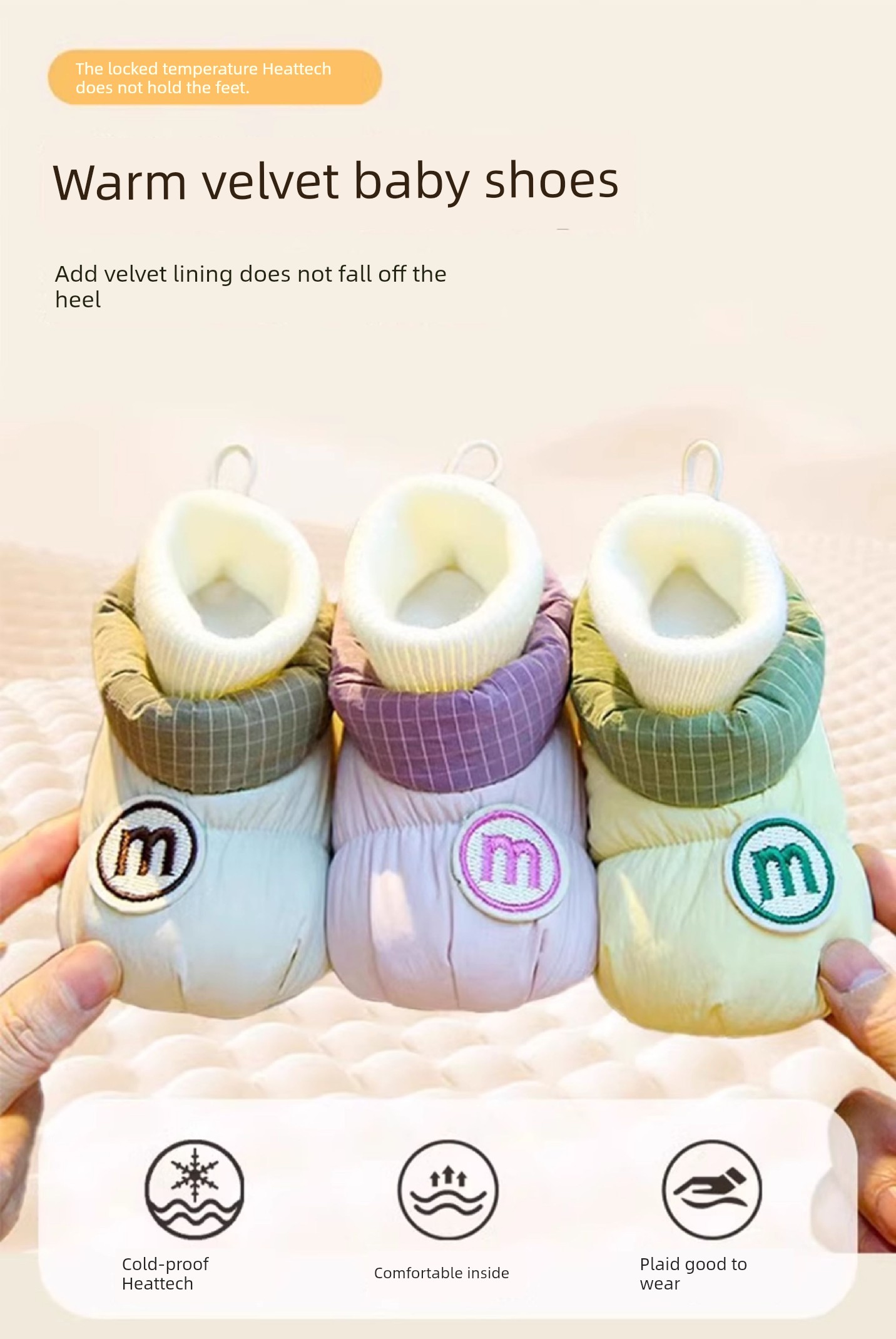 Baby Shoes Winter Fleece Lining 0 to 6 Months 12 Winter Ankle Sock Winter Room Socks Newborn Baby Autumn and Winter Cotton Shoes — 1