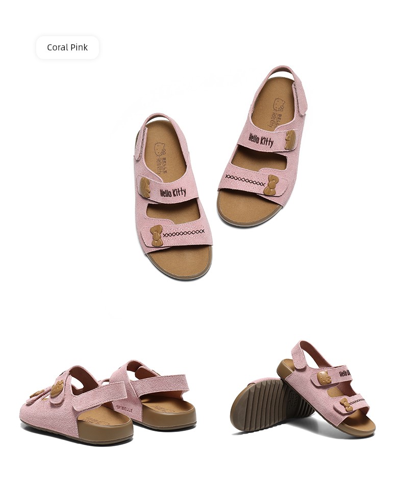Belle Hello Kitty Collaboration Model Sea Salt Toast Shoes Girls' Sandals Hello Kitty Casual Beach Summer Slippers — 26