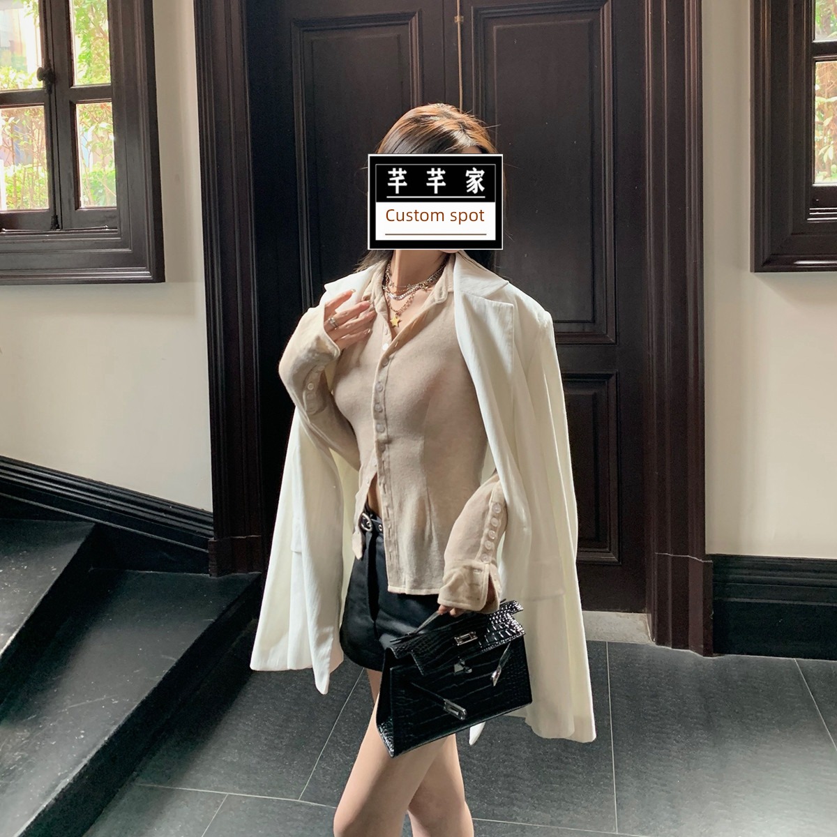 good morning Solid color Tencel Exposed navel sexy Versatile Sheep wool