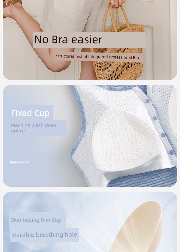 Breastfeeding Vest with Suspenders, No Need to Wear a Bra, Summer Thin Style, Can Be Worn Outside, Postpartum Maternity Top with Breast Pads, Special — 3