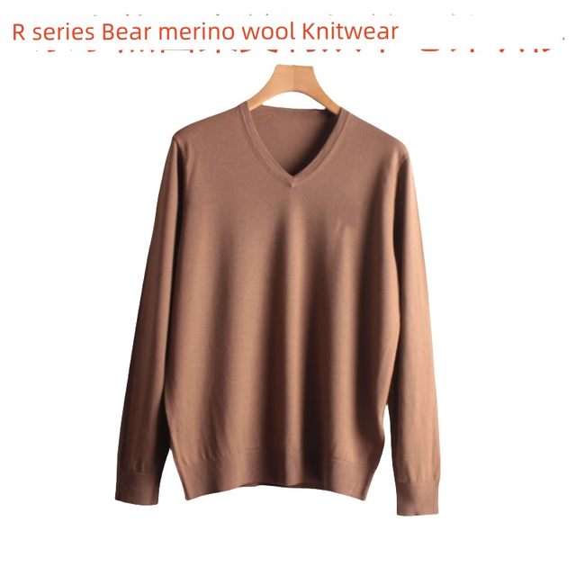 Niu Niu's autumn and winter style men's merino wool V-neck simple bear long-sleeved pullover sweater 6139