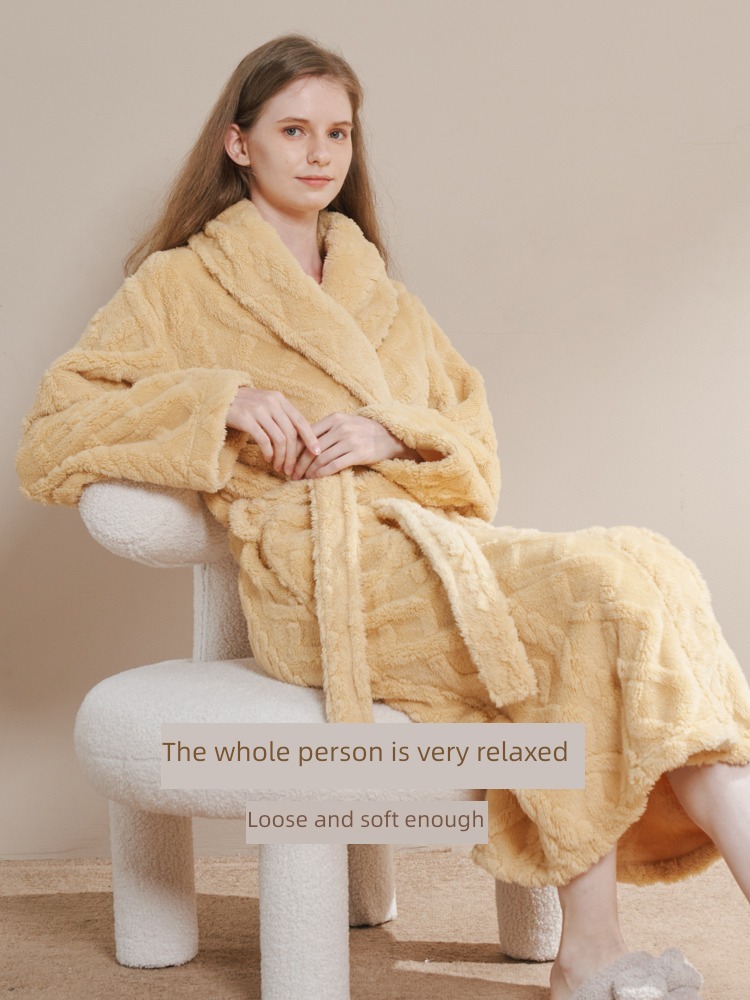 female Autumn and winter man lovers thickening Coral velvet robe