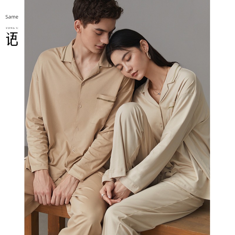 Tongues pure cotton Long sleeve suit men and women lovers pajamas