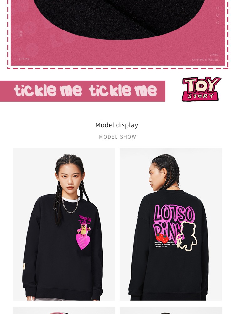 Li Ning Warm velvet autumn Disney Strawberry bear female Sweater