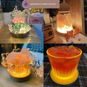Round Solid Wood Luminous Base Night Light Diffuser Board DIY Resin Glow-In-The-Dark Trendy Small Wine Bottle Led Wine G