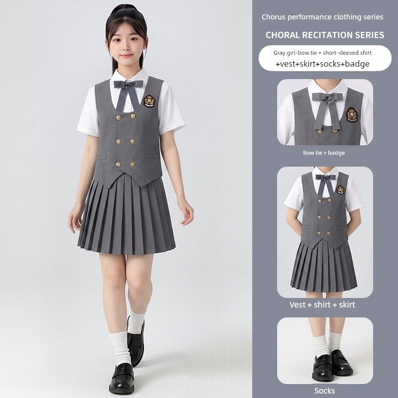 Children's Chorus Performance Costumes, Patriotic Poetry Recitation Costumes for Middle and High School Students, Elementary School Girls' Speech Contest — 7