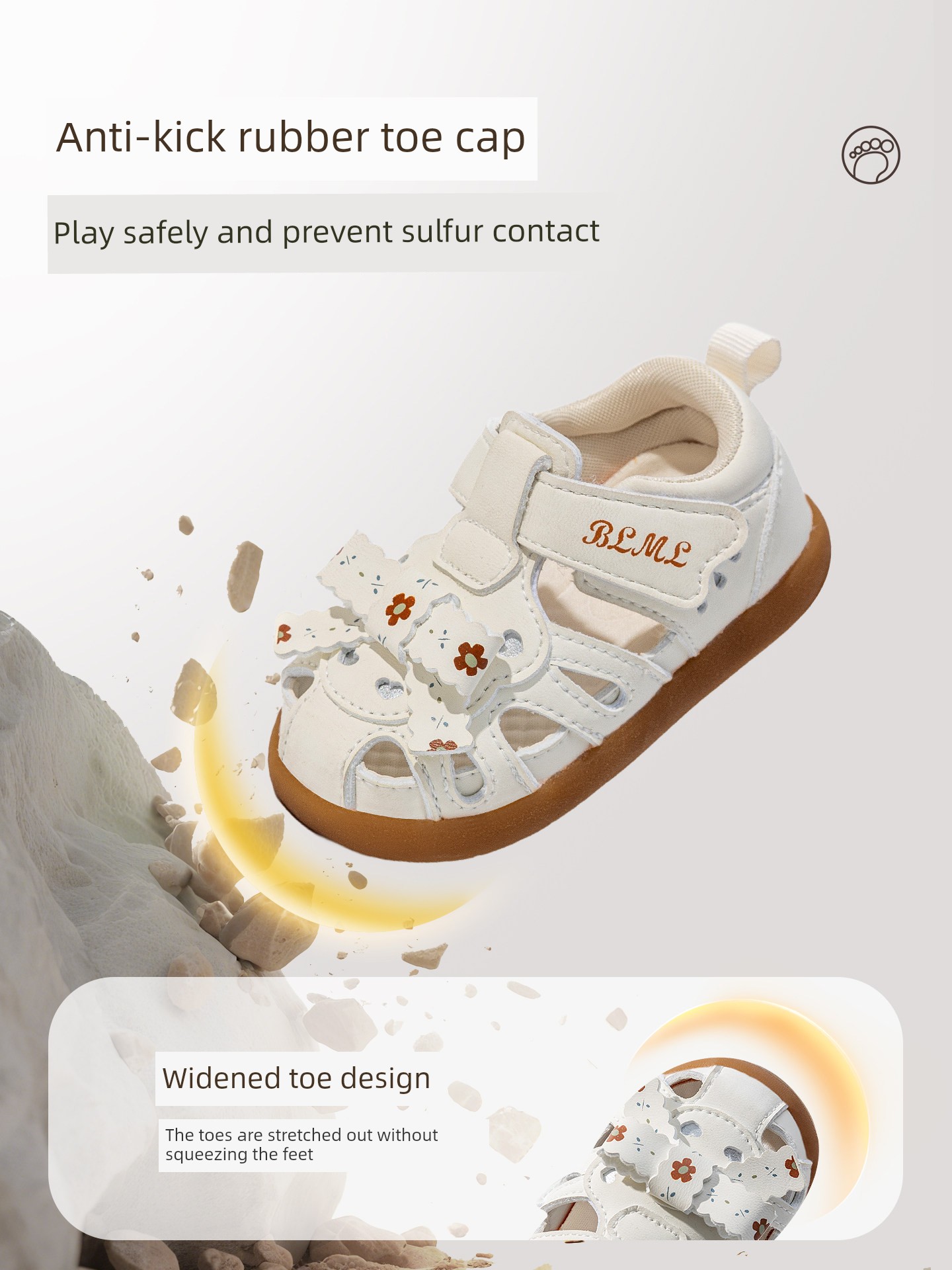 Girls' Sandals 2026 Summer Children's Shoes for 1-4 Years Old, Bowknot Princess Shoes, Closed-Toe, Soft Sole, Non-Slip Baby Girl Shoes — 3