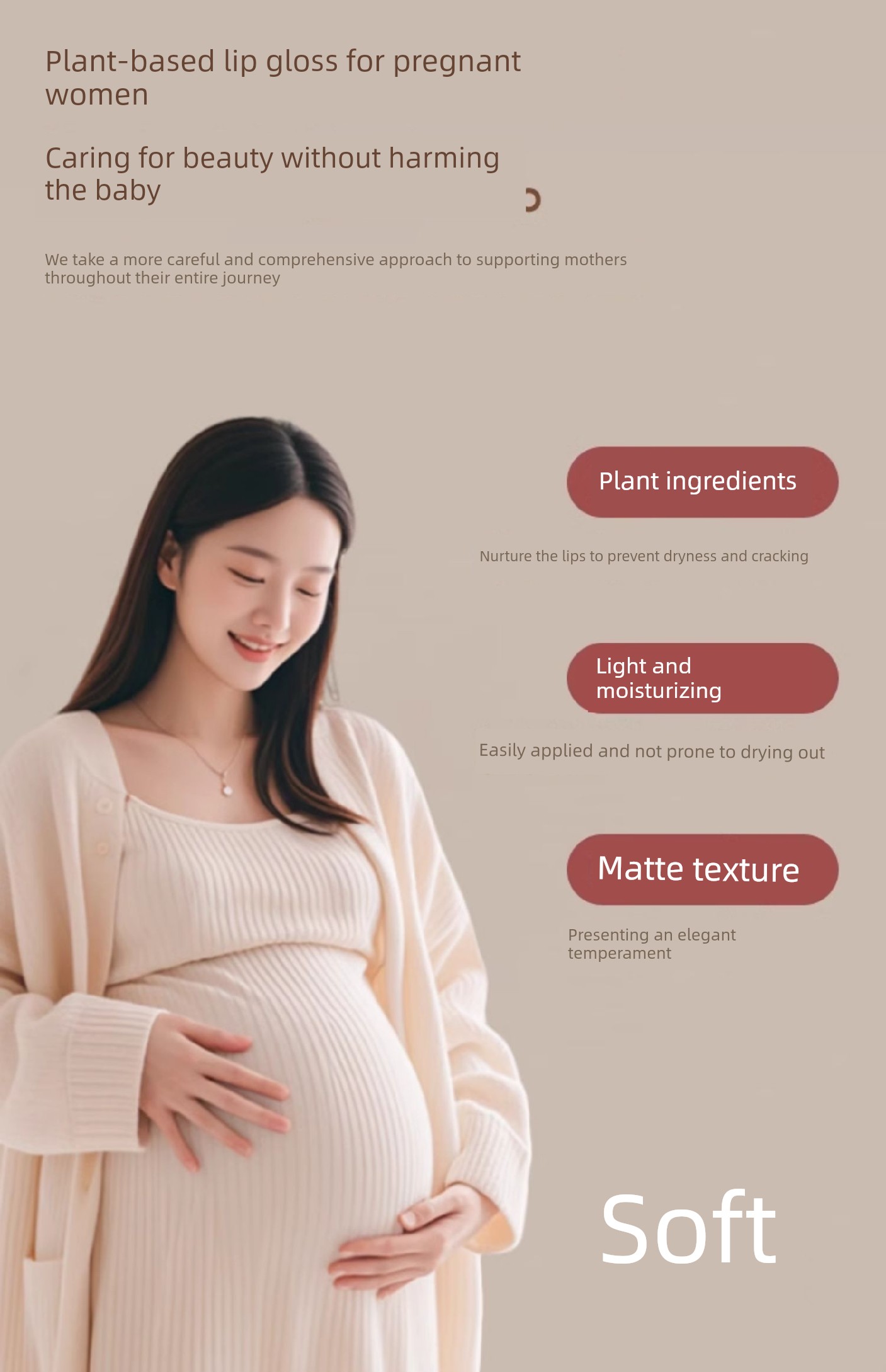 Matte Lip Glaze for Pregnant Women, Velvet Lip Gloss That Is Not Easy to Smudge, Lightweight and Suitable for Use during Pregnancy — 3