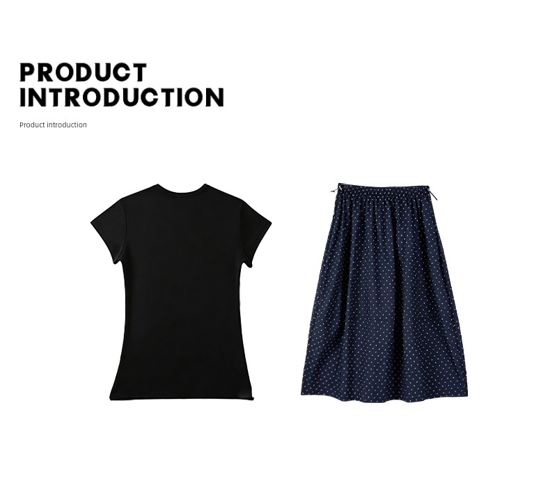 Muyuan Lion Maternity Skirt with No Belly Support + Short Sleeve Summer Slimming Mid-Length Anti-Wrinkle Quick-Dry Umbrella Skirt Two-Piece Set — 1
