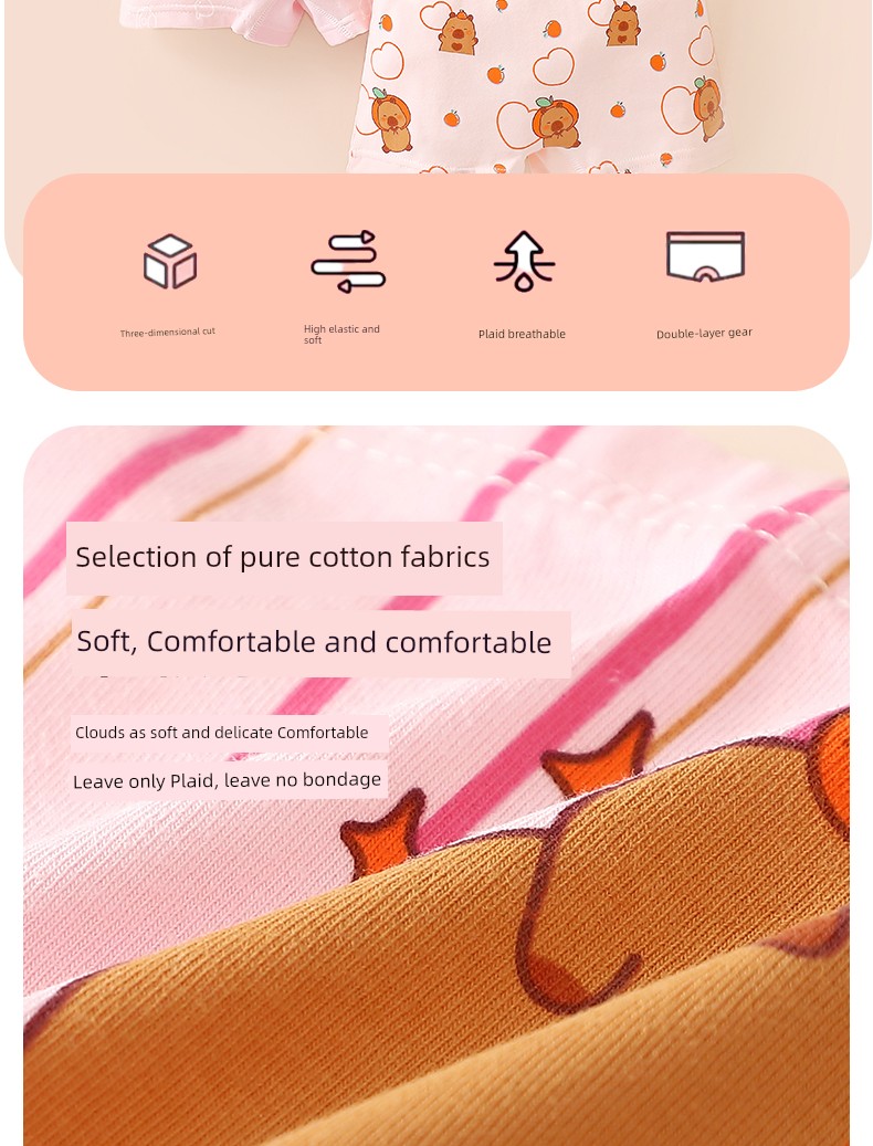 Kapibala Children's Underwear for Girls, Pure Cotton Boxer Shorts, Baby Four-Cornered All-Cotton Shorts That Don'T Pinch the Bottom, Girls' Class a — 2