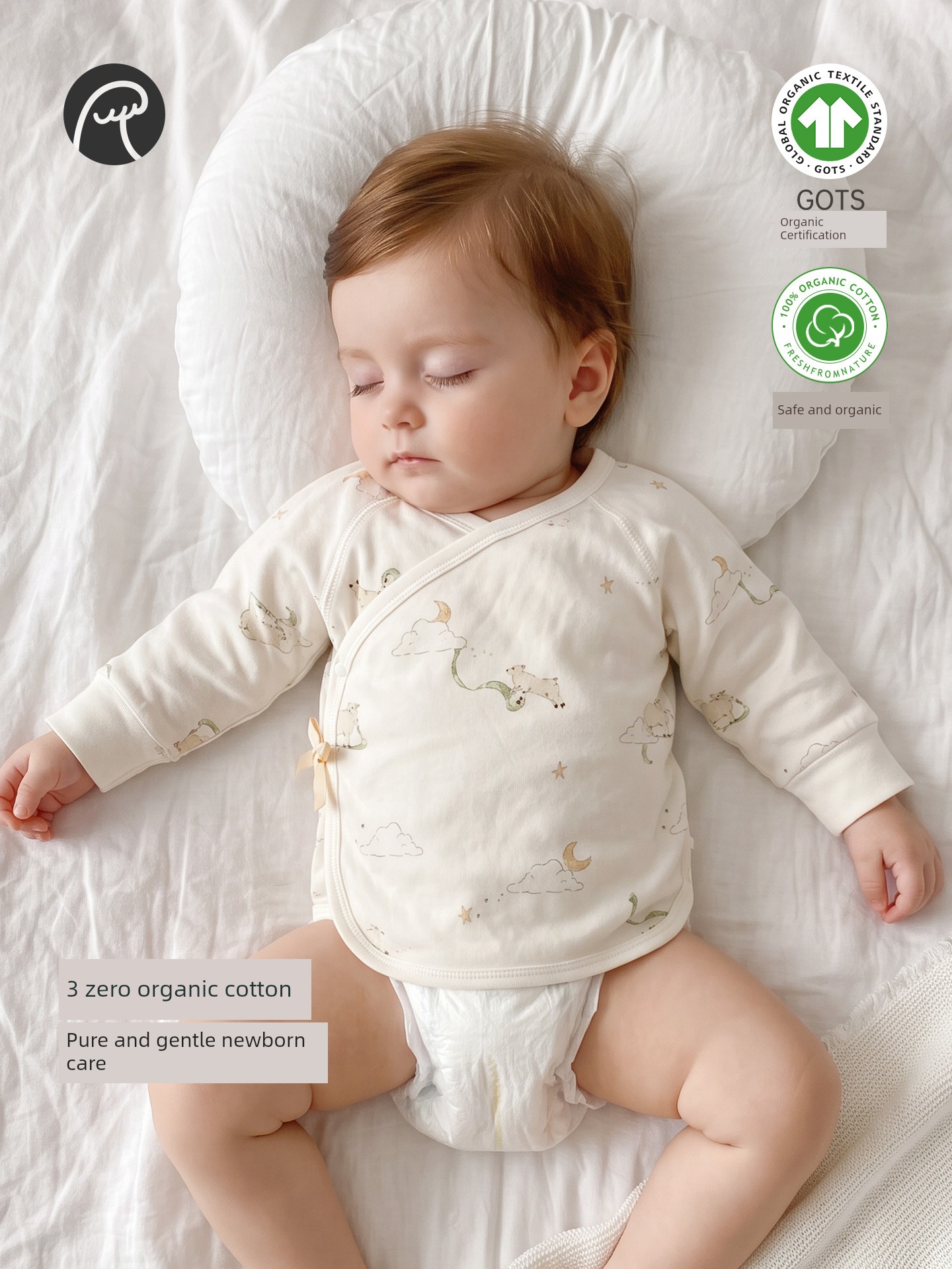 Cute and Unique Bear and Horse Year Newborn Baby Pure Cotton Half-Back Shirt Spring and Autumn Season Newborn Infant Seamless Long-Sleeve Delivery Room Clothes