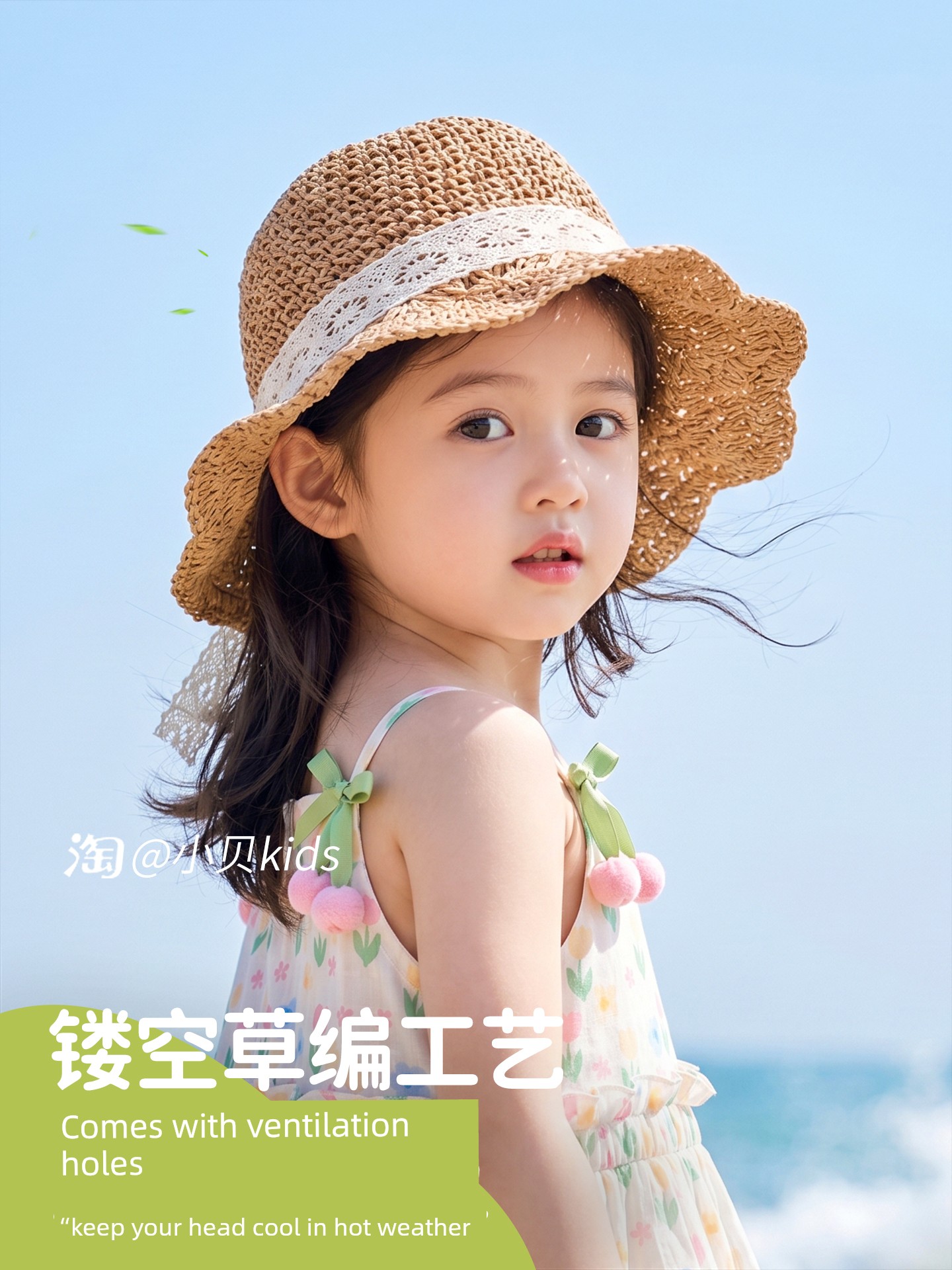 Girls' Straw Hats, Kidsren's Sun Protection Hats, Summer Baby Hats, Baby Sun Hats, Lace Woven Hats, Girls' Sun Hats — 3