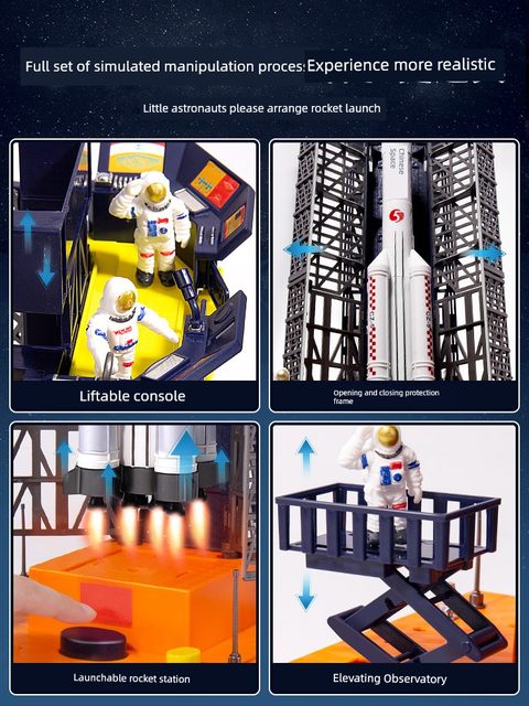 Children's rocket space shuttle toys Long March Tiangong Space Station Spaceship Moon Rover Puzzle Assembly Model