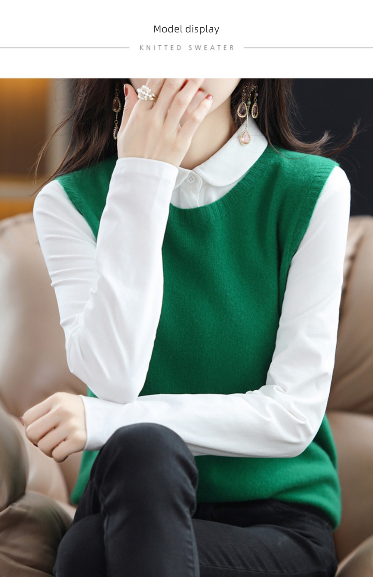 Round neck Vest female spring and autumn waistcoat vest frontline Ready to wear