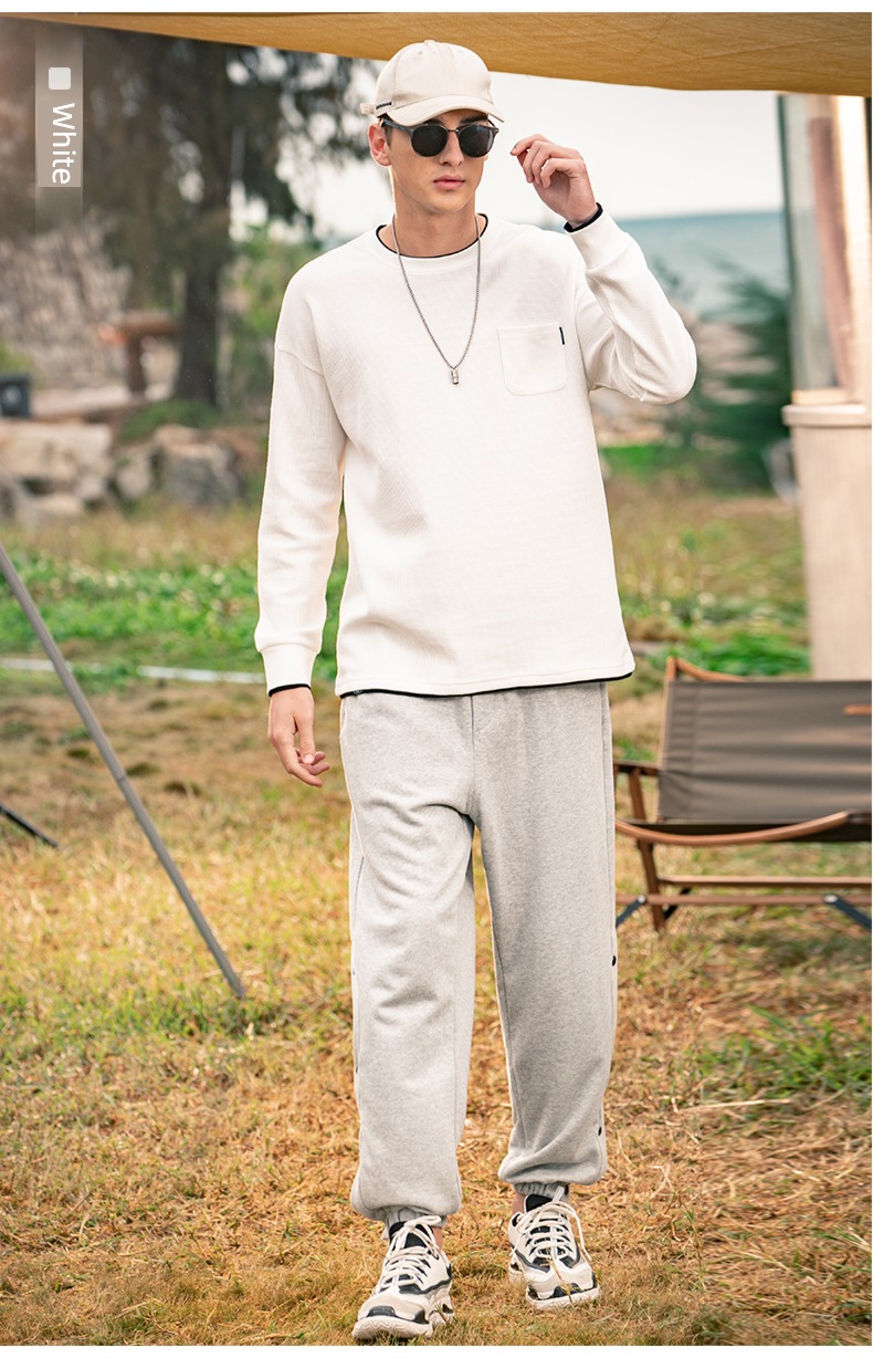 Concave convex Ying julun Texture sense Wolfgang Long sleeve T-shirt